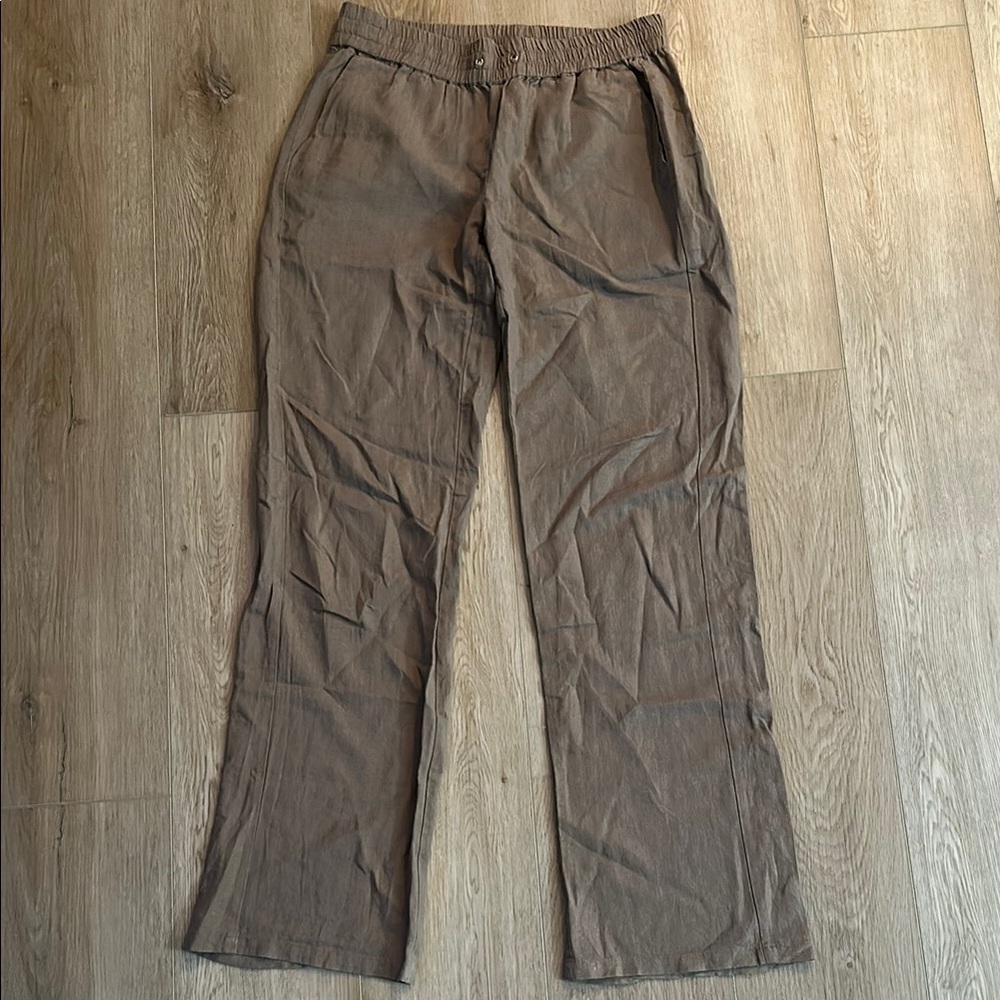 Men's Brown Elastic Waist Casual Pants